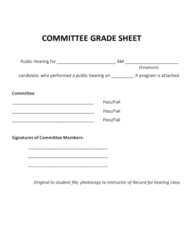 committee grade sheet template