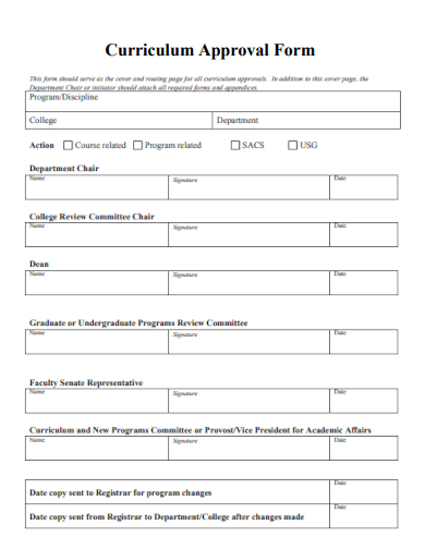 curriculum approval form template
