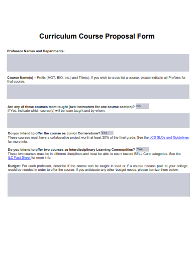 curriculum course proposal form template