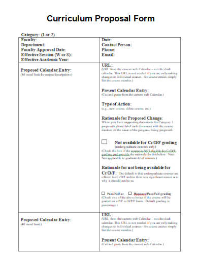 curriculum proposal form template