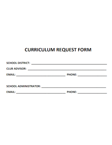 curriculum request form template