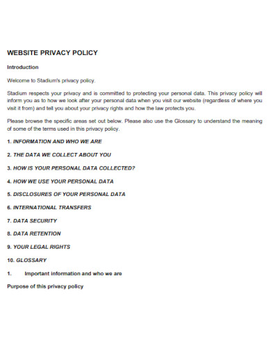 design website privacy policy