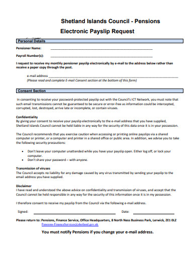 electronic payslip request template