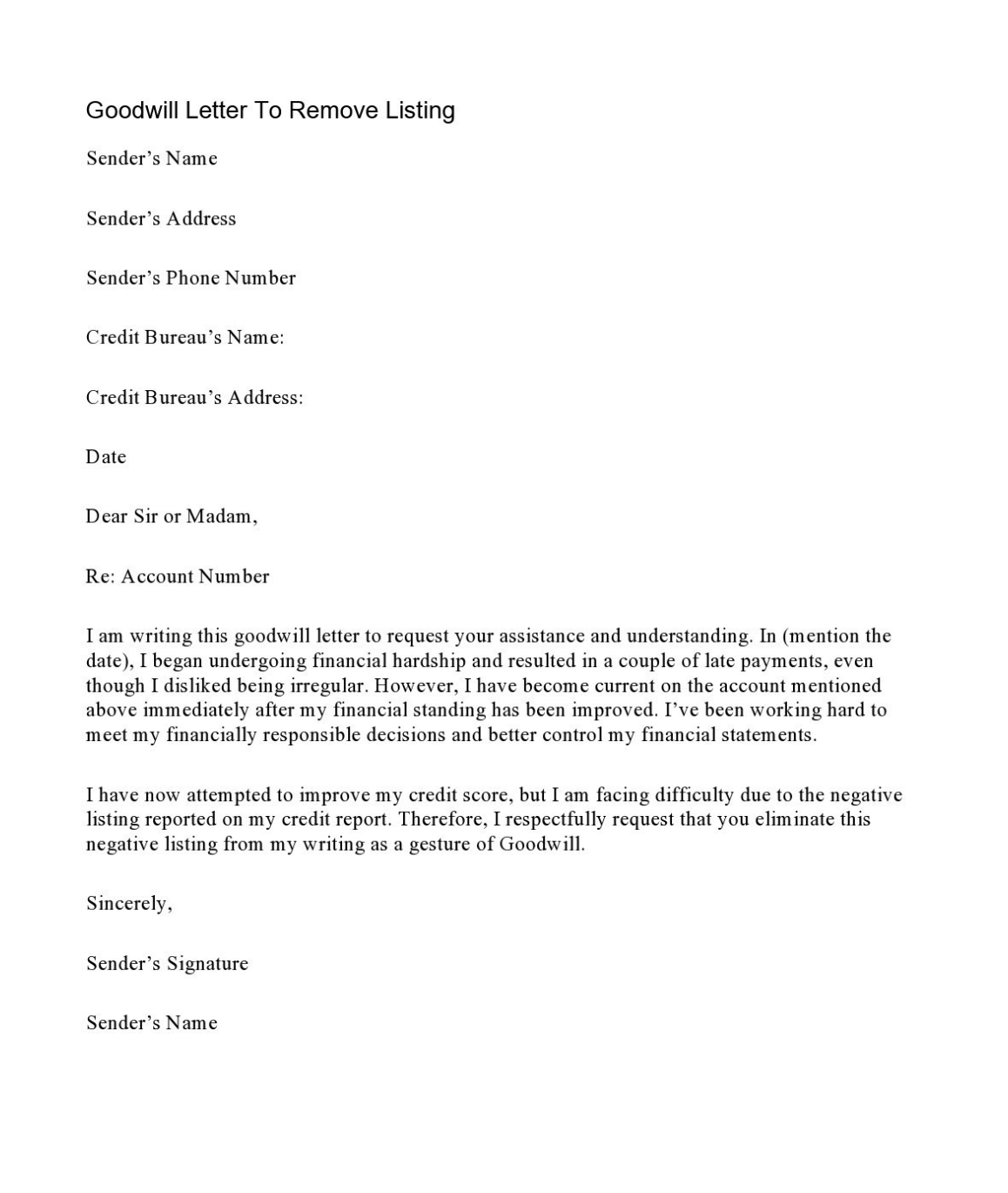 goodwill letter to remove listing