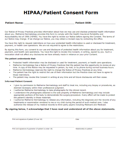hipaa patient consent form template