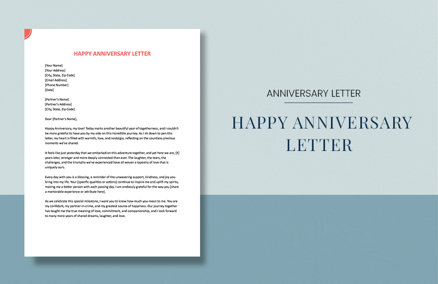 happy anniversary letter template