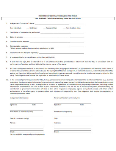 independent contractor consultant invoice template
