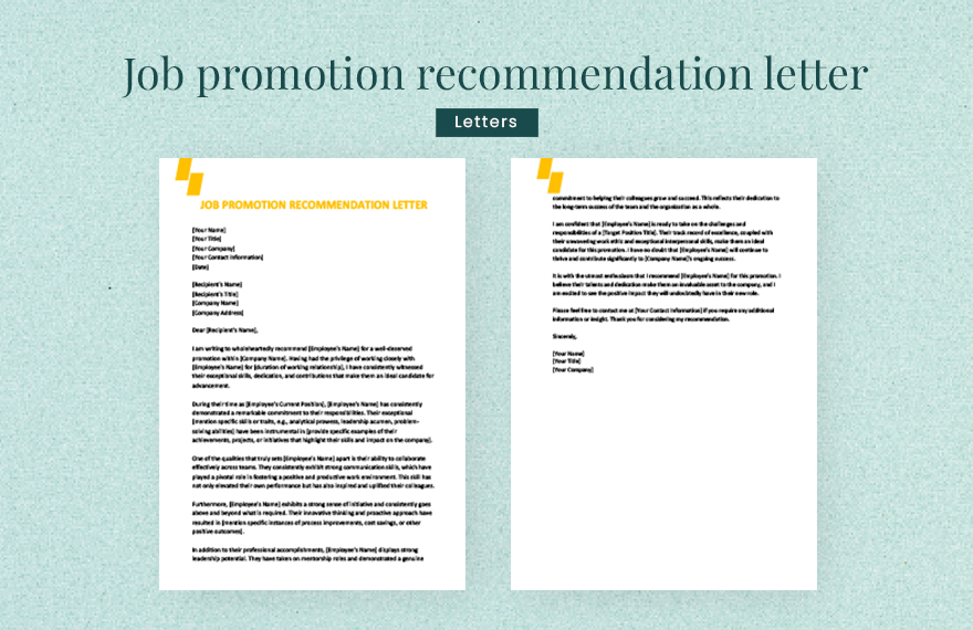 job promotion recommendation letter sample