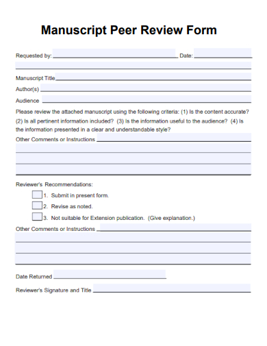 manuscript peer review form template