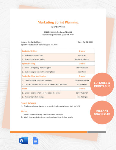 marketing sprint planning