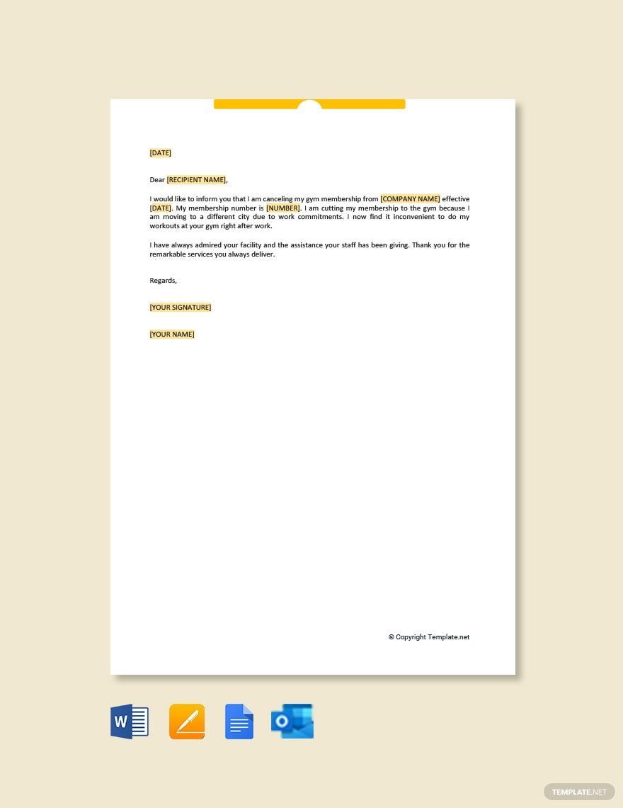 membership cancellation letter template