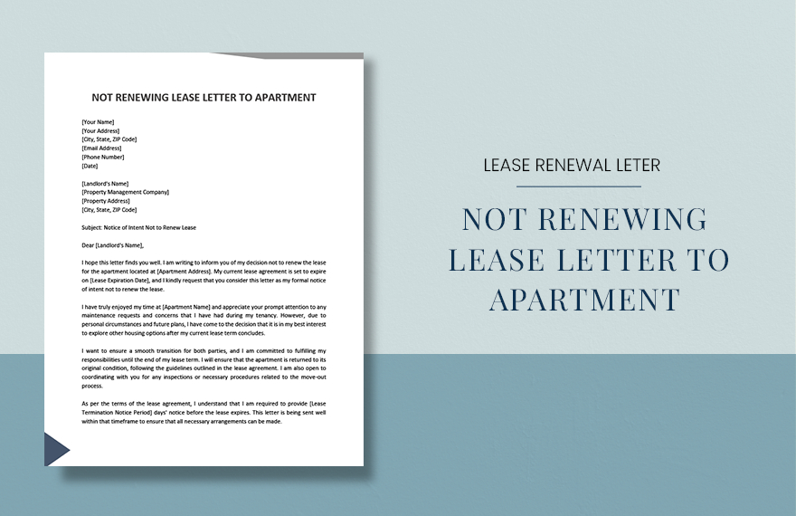 not renewing lease letter template to apartment