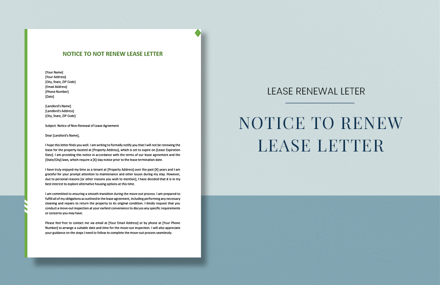 notice to not renew lease letter template