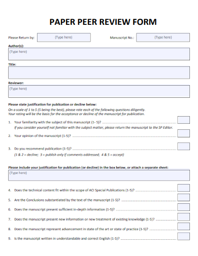 paper peer review form template