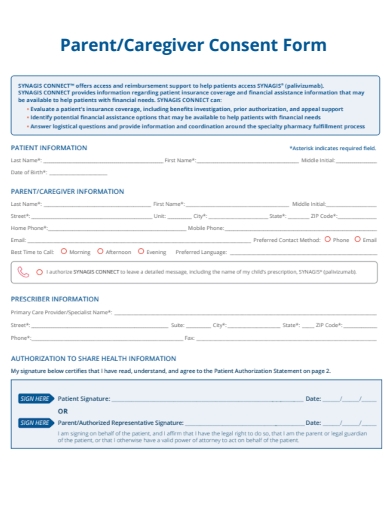 parent caregiver consent form template