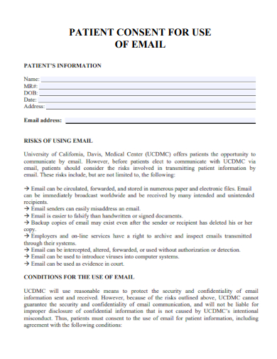 patient consent for use of email form template