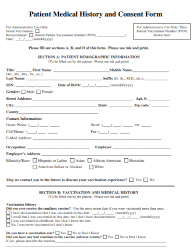 patient medical history and consent form template