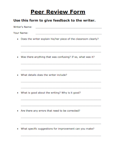 peer review form template