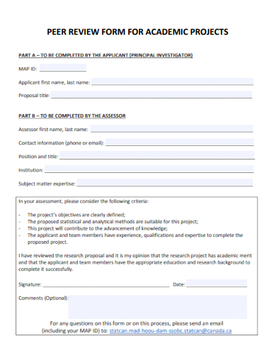peer review form for academic projects template