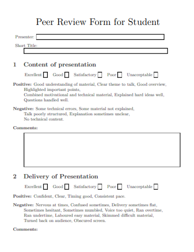 peer review form for student template