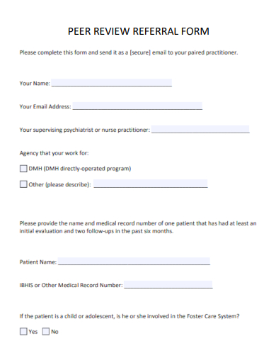 peer review referral form template