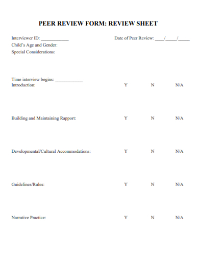 peer review sheet form template