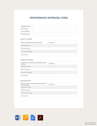 performance appraisal form