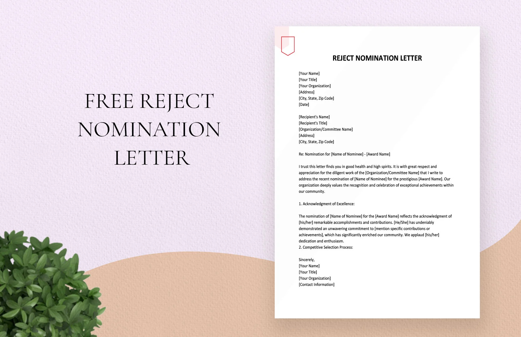 reject nomination letter template