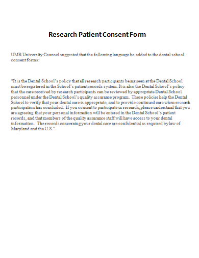 research patient consent form template