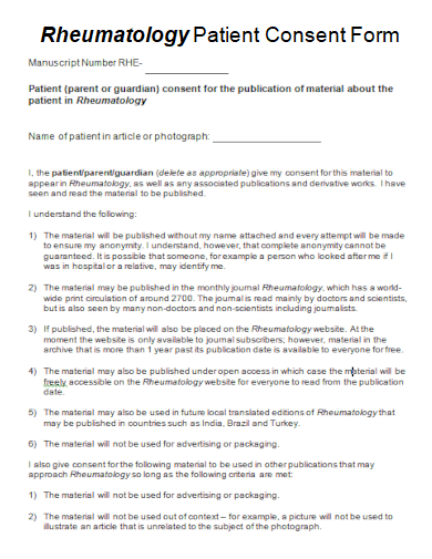 rheumatology patient consent form template
