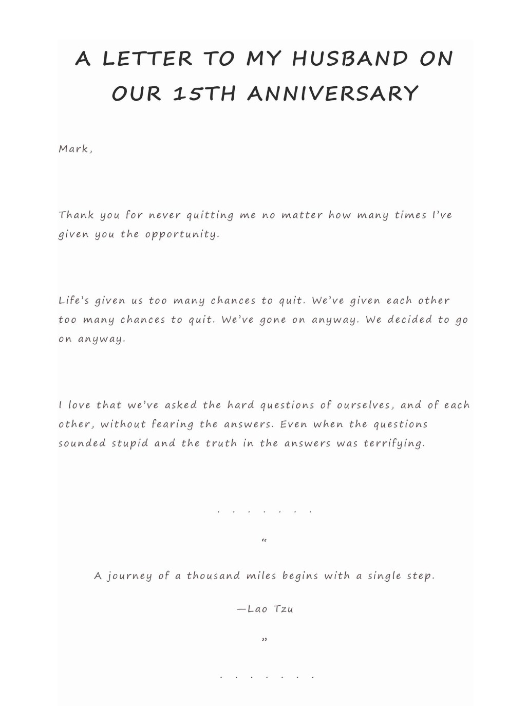sample 1st anniversary letter template