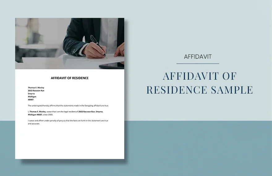 sample affidavit of residence template
