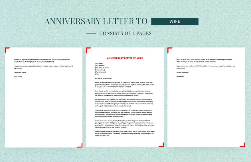 sample anniversary letter to wife