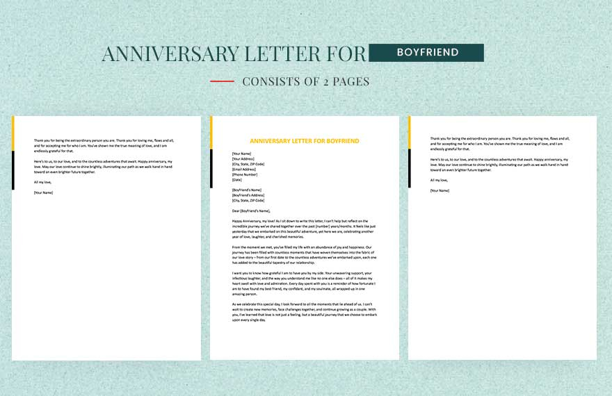 sample anniversary letter for boyfriend