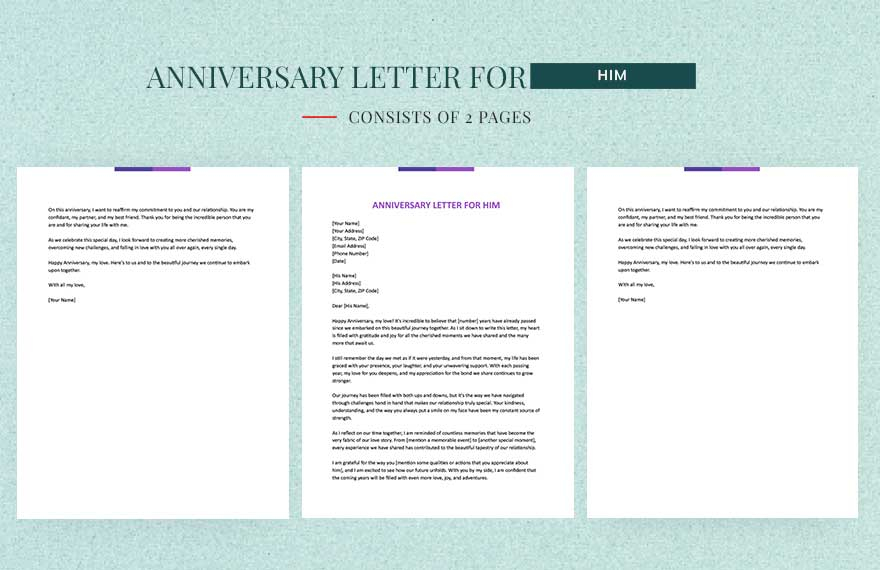 sample anniversary letter for him