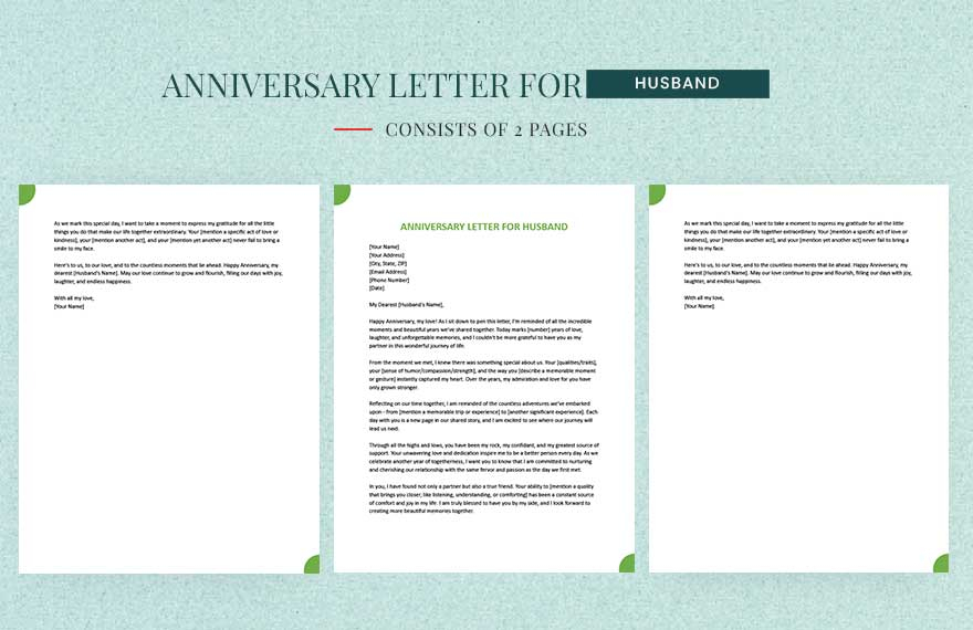 sample anniversary letter for husband