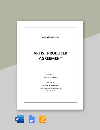 sample artist producer agreement template