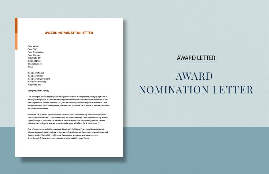 11 FREE Nomination Letter Samples & Templates in MS Word Google Docs