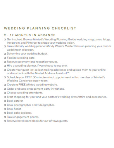 sample bride wedding planning template