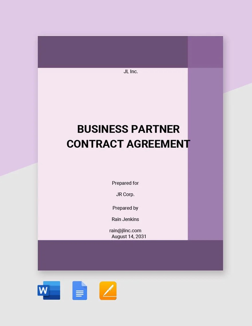 sample business partner contract agreement template