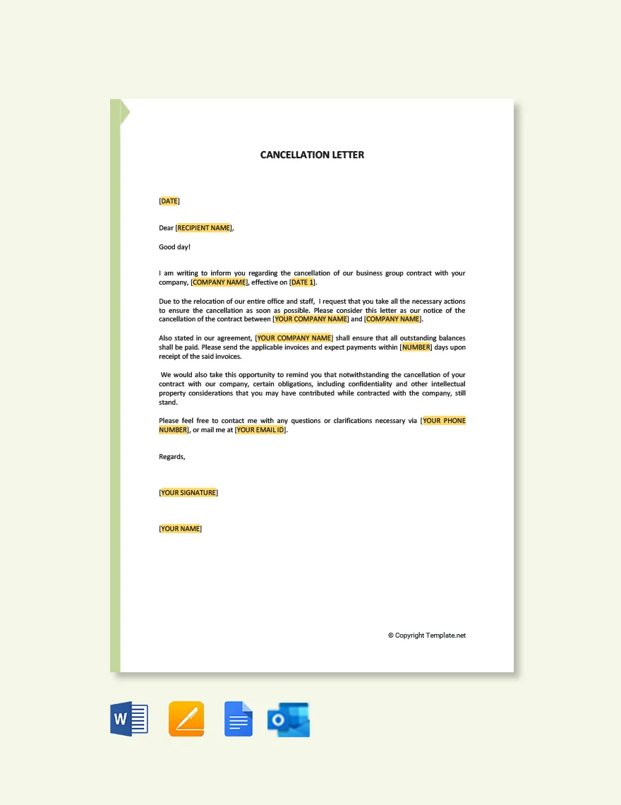 sample cancellation letter template