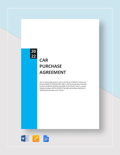 sample car purchase agreement template