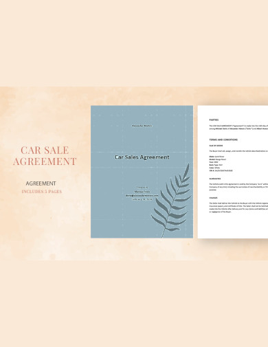 sample car sale agreement template