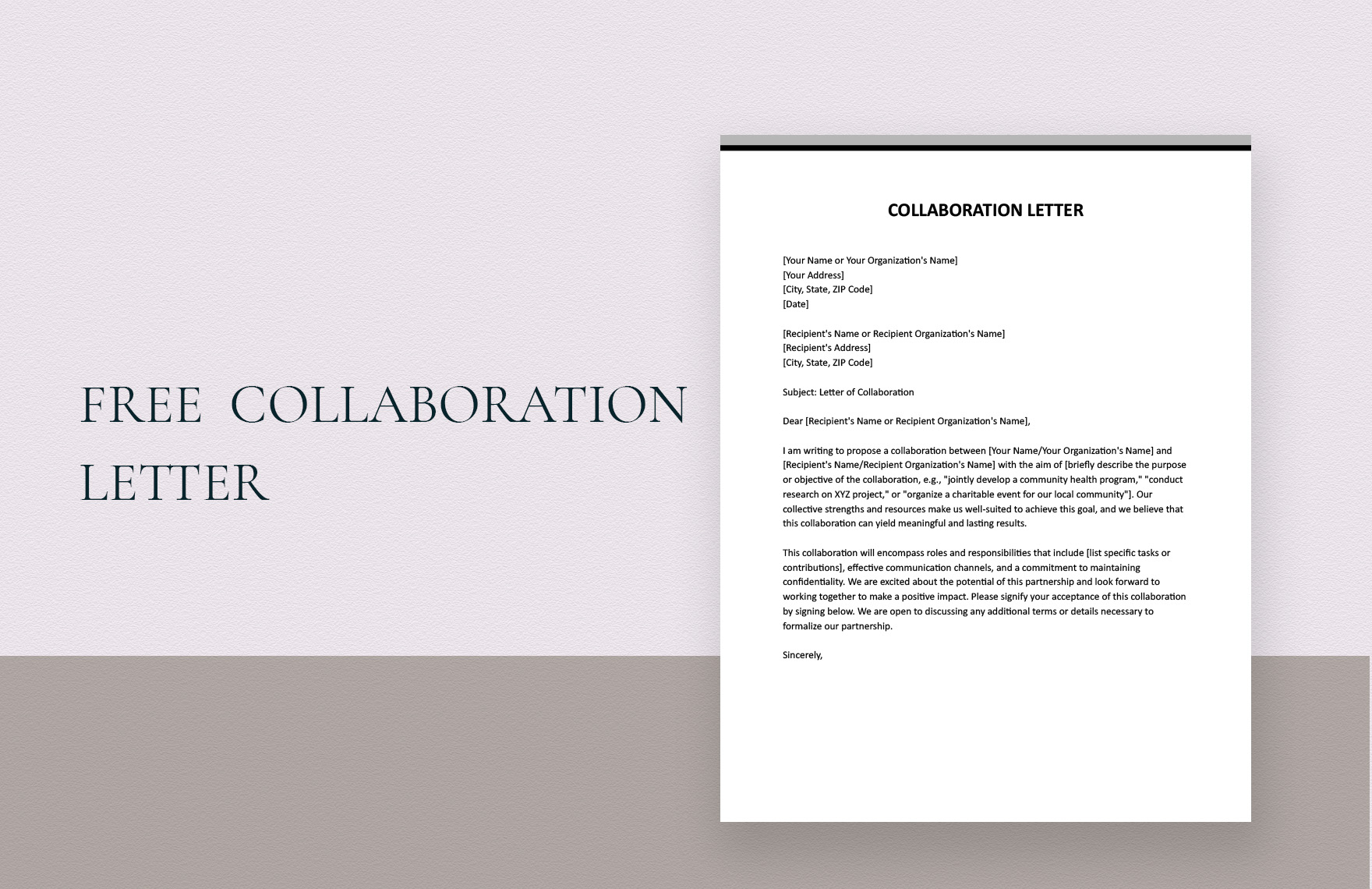 sample collaboration letter template