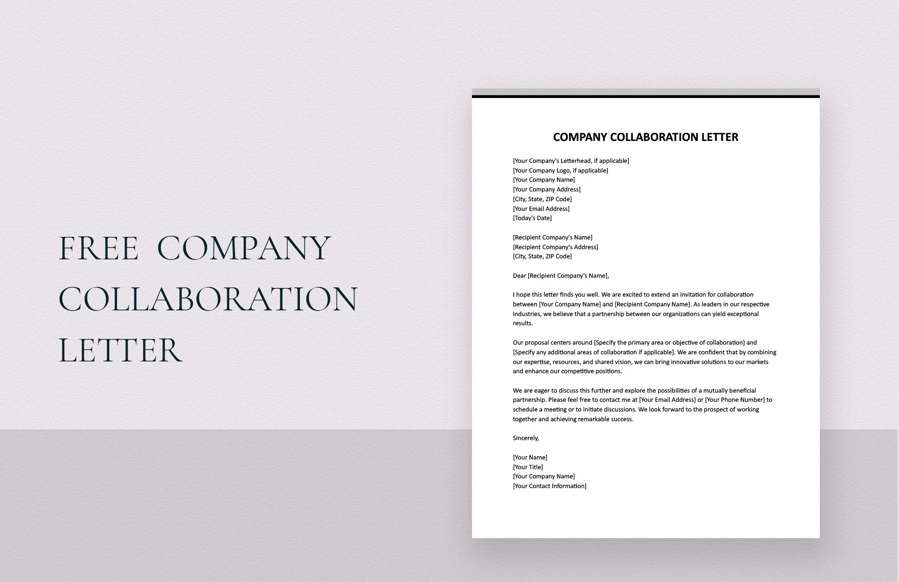 sample company collaboration letter template
