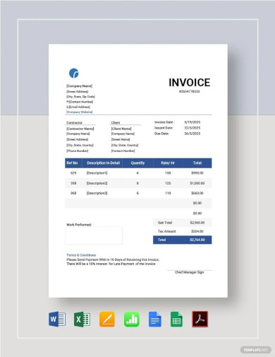 sample company independent contractor invoice