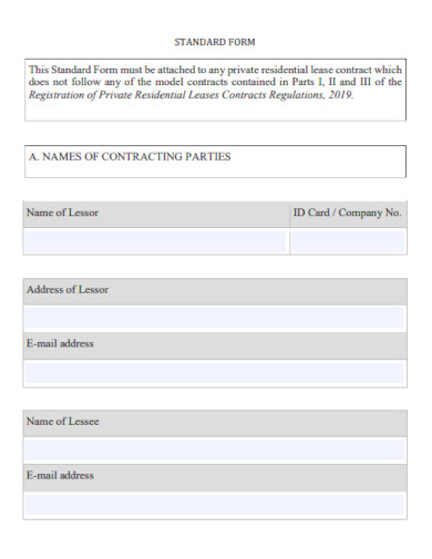 sample company standard form template