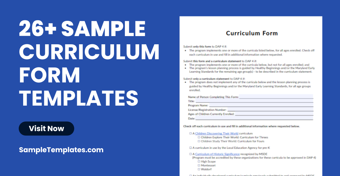 sample curriculums form