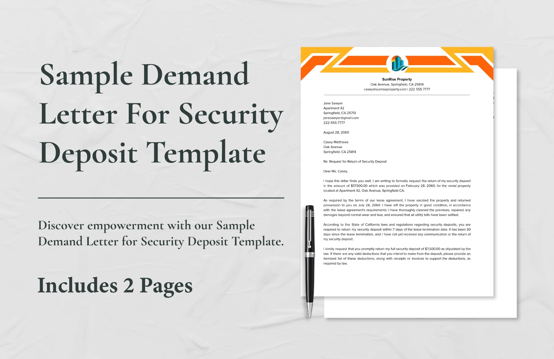 sample demand letter for security deposit template