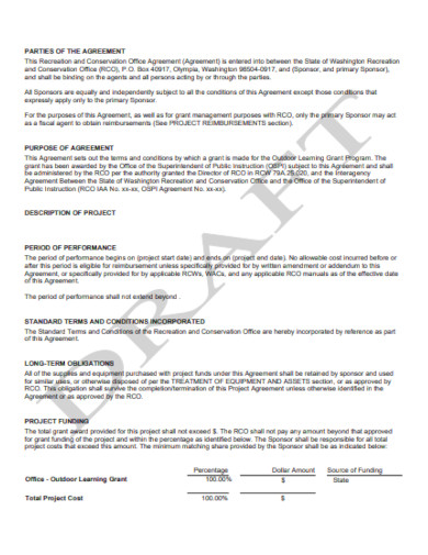 sample draft grant agreement template